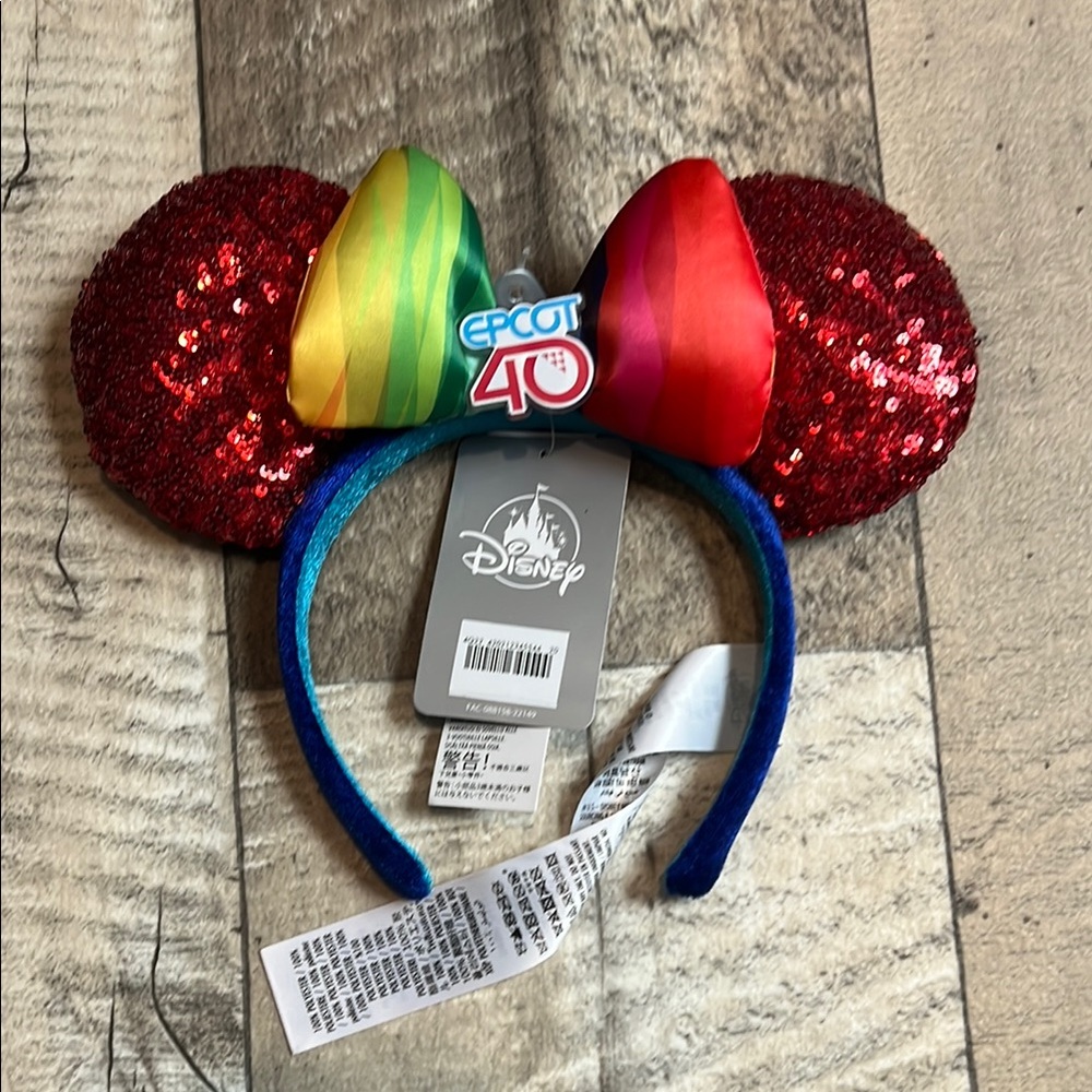 Disney Sparkling Minnie Mouse Ears with Rainbow Bow